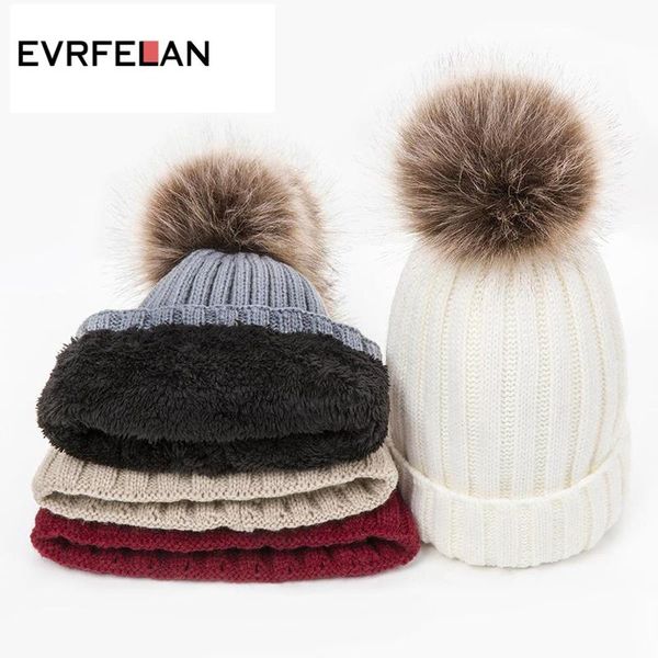 

beanie/skull caps evrfelan pom wool winter hat women knitted beanie for ladies warm skullcap beanies girls bonnet gorro, Blue;gray
