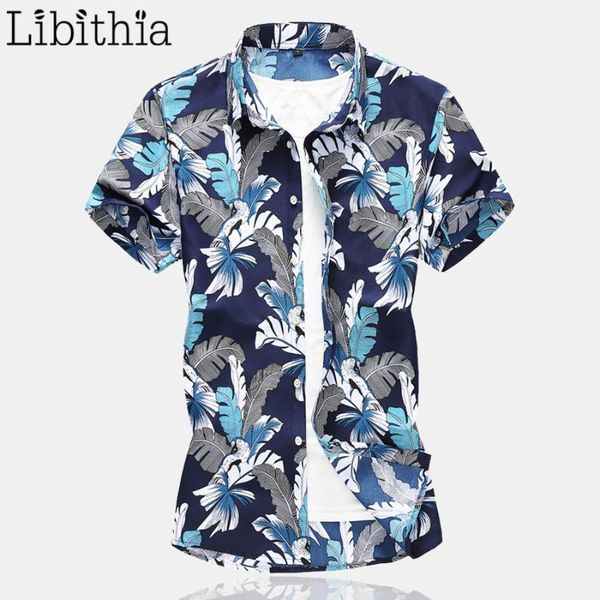 

men's casual shirt short sleeve floral print summer fashion 2020 new arrival red blue big size -7xl a411, White;black
