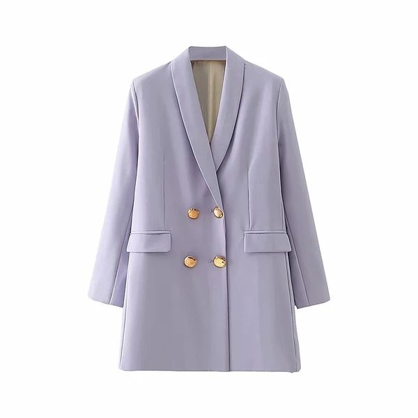 

2021 new elegant ladies streetwear coats autumn pocket long fashion suit female jacket purple suits girls adpj, White;black