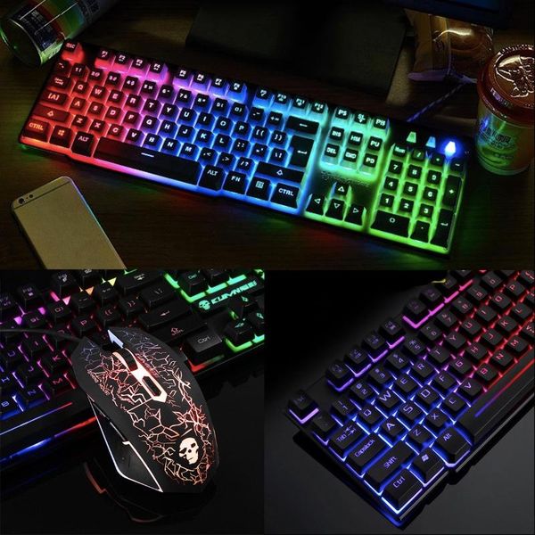

keyboard mouse combos illuminated gaming accessories home mechanical wired usb set computer desklapcombo