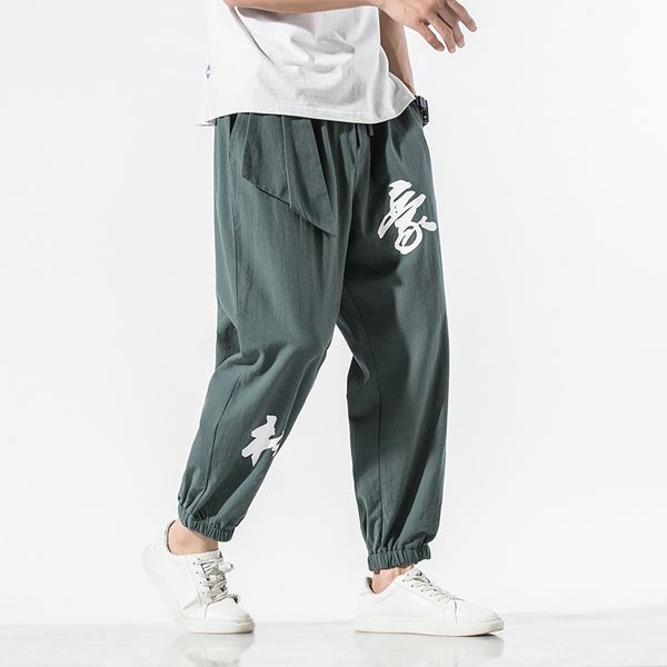 

streetwear plus size cotton linen harem mens jogger male casual track pants trousers hip hop chinese traditional