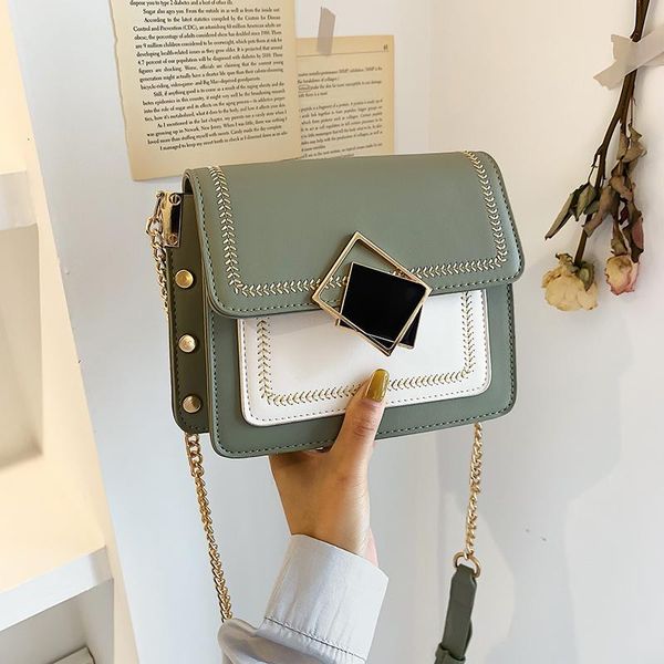 

chain pu leather crossbody bags for women small shoulder messenger bag chain lock design female handbags sac femme 2020 nouveau