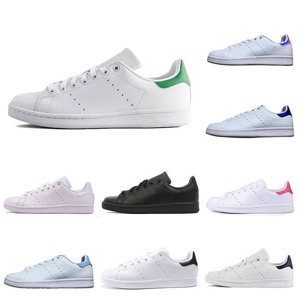 

stan original smith casual athletic shoes green black white blue red pink silver women mens fashion leather flats sneaker, White;red