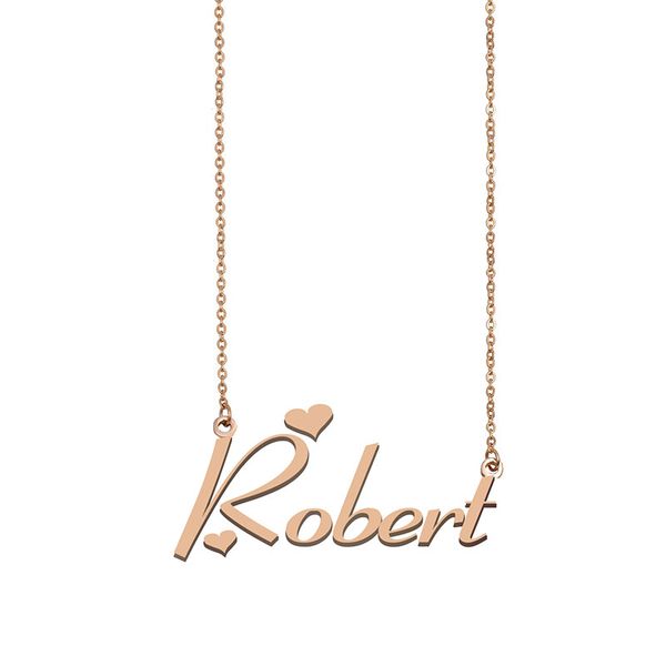

robert name necklace custom nameplate pendant for women girls birthday gift kids friends jewelry 18k gold plated stainless steel, Silver