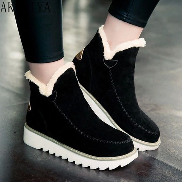 

2020 artificial wool low-tube suede warm snow boots large size flat-heel non-slip black round-toe cotton shoes #xe1k