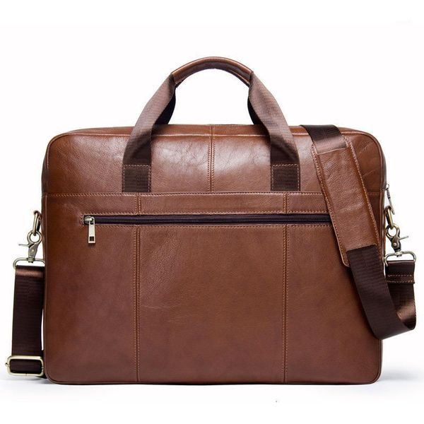 

single shoulder package oblique satchel head layer cowhide 15.6 inch man business briefcase lapmessenger bag men leather1