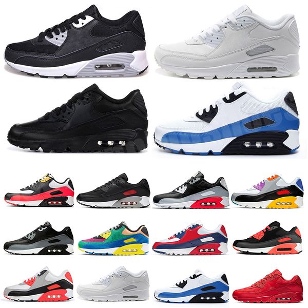

2020 cushion 90 casual running shoes black white red 90 men women sneakers classic 90 trainer outdoor sports shoes