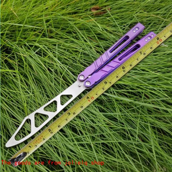 

quality ab practice theone high titanium handle purple butterfly flick knife swinging knife camping knife accessories can be qynf nd95d