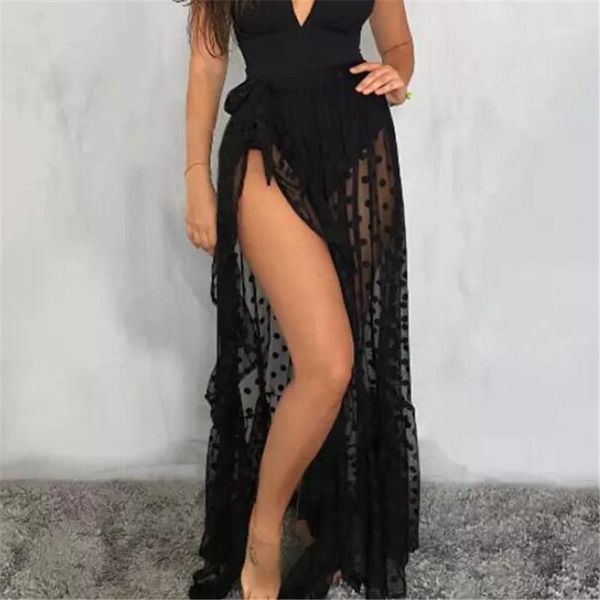 

cover-ups women polka dot sheer beach bikini cover up summer casual solid mesh see through swimwear swim wrap sarong skirts1