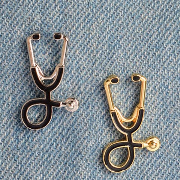 

pins, brooches 1pc fashion gold silver plated stethoscope brooch pin jewelry gift, Gray