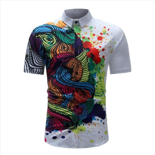 

short sleeve hawaiian white blue 3d printed mens shirt fashion mens casual floral shirts slim fit plus size 3xl top, White;black