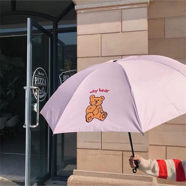 

lady tri fold umbrella men umbrella cute girl heart umbrella bear rain dual use student portable folding qylkjo mywjqq