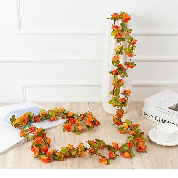 

1pc 2.2m 45 head artificial rose vine hanging flowers for wall decoration plants leaves garland romc wedding home de bbyxbl