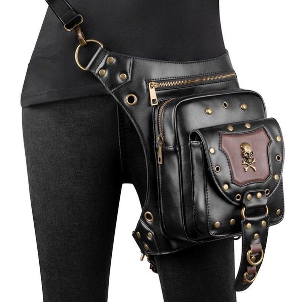 

waist bags steampunk leg motorcycle leather women men victorian style holster bag thigh hip belt packs messenger shoulder