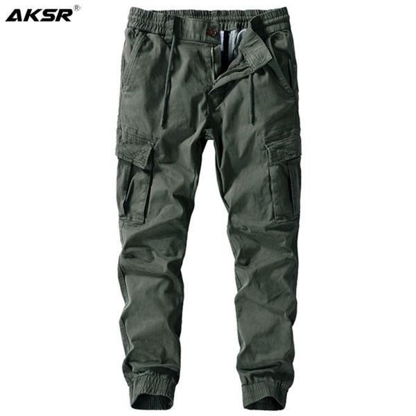 

men's casual cargo joggers pants cotton military joggers pants men streetwear sweatpants drawstring wasit harem pants plus size 201113, Black