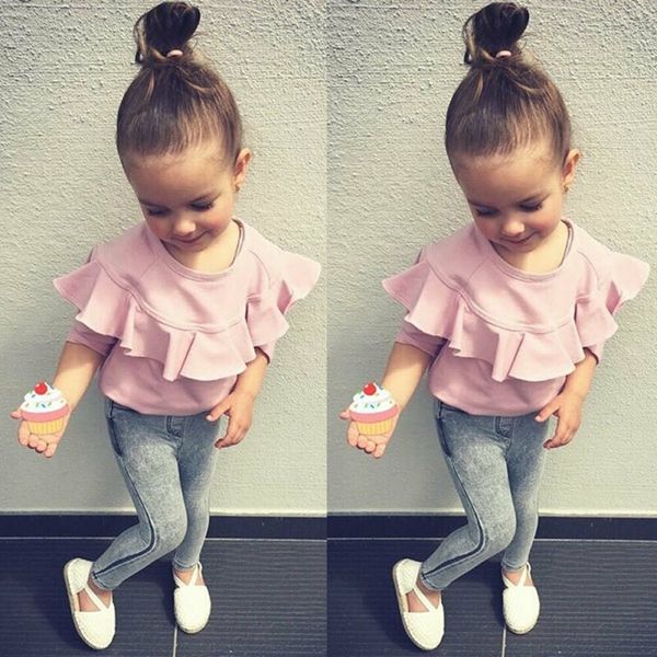 

us stock kid newborn baby girl 1t-6t contton long sleeve denim trousers winter clothes y200325, White