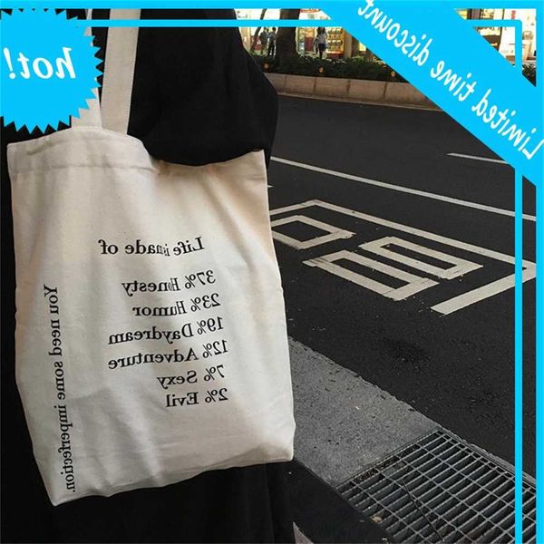 

e57 new korean ins same popular shoulder canvas women's shopping bag