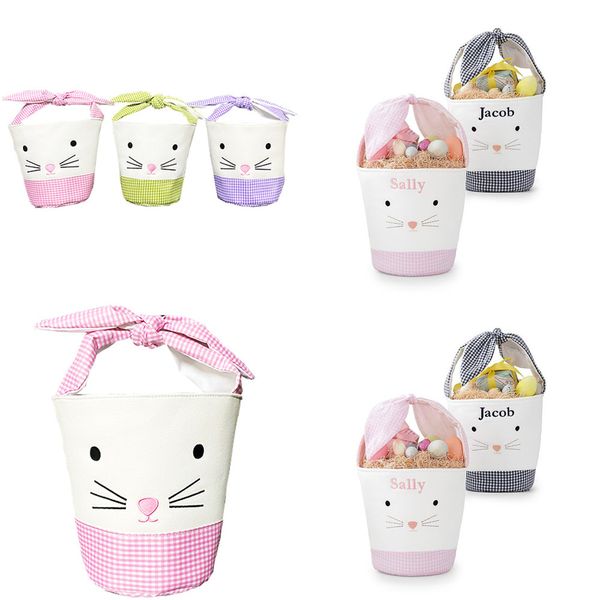 

easter buggy bag basket bow knot bunny bags cartoon rabbit ear canvas tote bag new year gifts egg candies bucket kids handbag e120906, Black