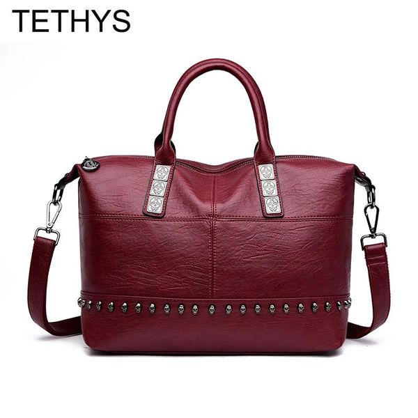

tethys rivet crossbody bags for women luxury handbags women bags designer soft leather tote ladies shoulder bag bolso mujer