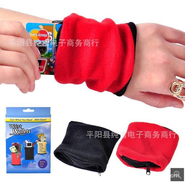 

wrist support by dhl/fedex 200pcsoutdoor cycling band wallet safe storage zipper ankle wrap sport strap, Black;red