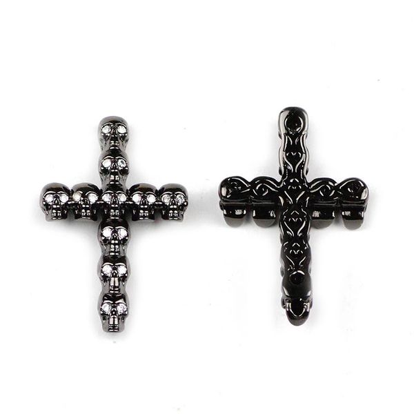 

jhnby 2pcs skull cross pendant copper spacer beads pave cz metal charms loose beads jewelry bracelet bangle making diy findings wmtvan, Bronze;silver