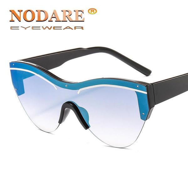 

sunglasses nodare big frame women half brand design personality mirror sun glasses driving gradient shades eyewear, White;black