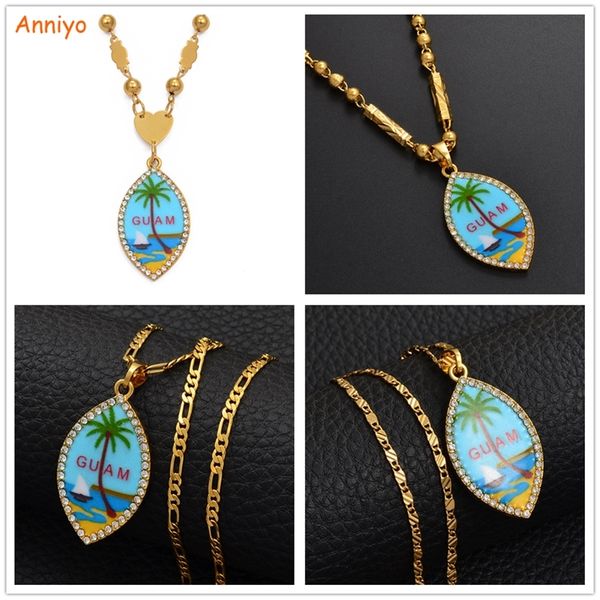 

anniyo guam flag pendant necklaces for women girl men gold color micronesia guam ethnic jewelry #215306 201013, Silver