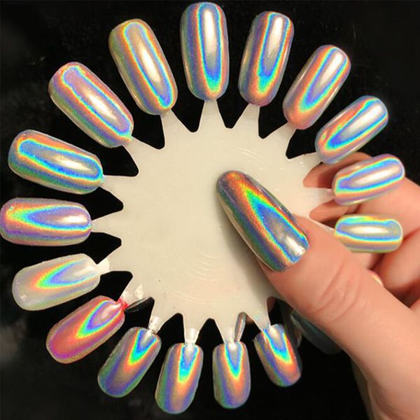 

nail glitter 1g chameleon powder dipping holographic silver rose chrome pigment shining tips art chromem dust diy manicure, Silver;gold