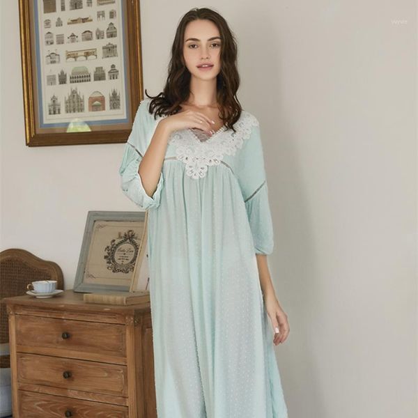 

nightgown v neck cotton sleepwear women long dress romantic nightgown loose dress cotton pregnant women 2021 fashion1, Black;red
