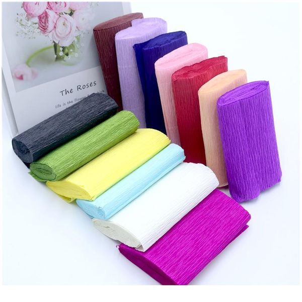 

250*10cm decorative origami crinkled crepe paper craft diy flower wrapping fold scrapbooking gifts party de jllgdl