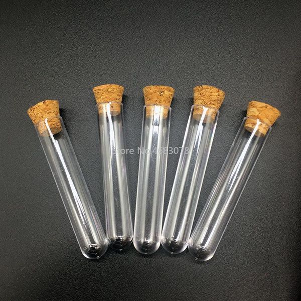 

100pcs/lot 12x100mm plastic test tube with cork ser clear like glass, laboratory school educational supplies q bbytzi