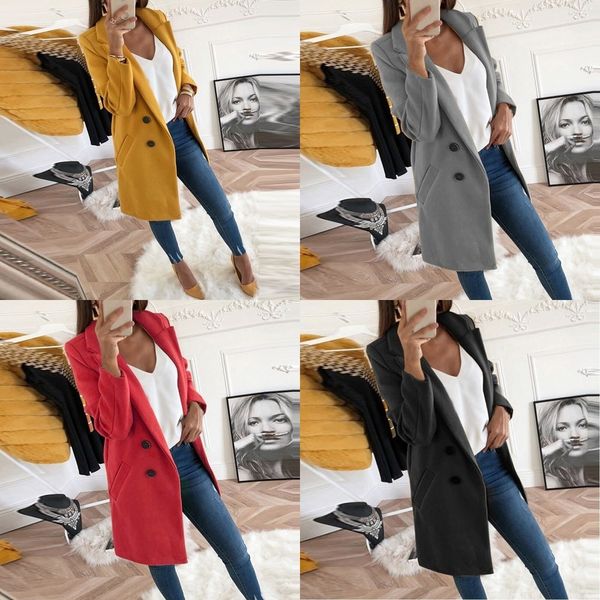 

heyps и осень зима 2019 пальто новые шерстяные женские средней длины двубортный свитер 2019 осенью и зимой пуловер пуловер pullovercoat, Black