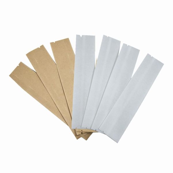 

100pcs brown white long flat kraft paper coffee powder storage bags open heat seal snack candy retails paper packaging bags h sqcdjd