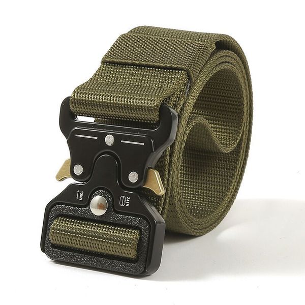 

tactical nylon belt metal buckle adjustable army heavy duty outdoor quick release hunting training waist belt, Black;brown