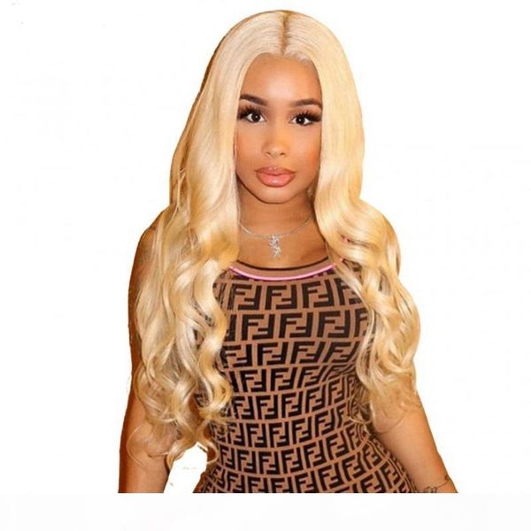 

honey blonde full lace human hair wigs malaysian body wave 13x4 transparent lace front wigs 130%density 613 color remy hair, Black;brown
