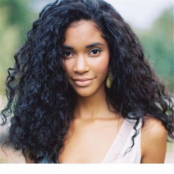 

кружева передних парики вьющихся pre сорванный с отбеленными сучками бразильского человеческих волос бесклеевой парики для женщин, Black;brown