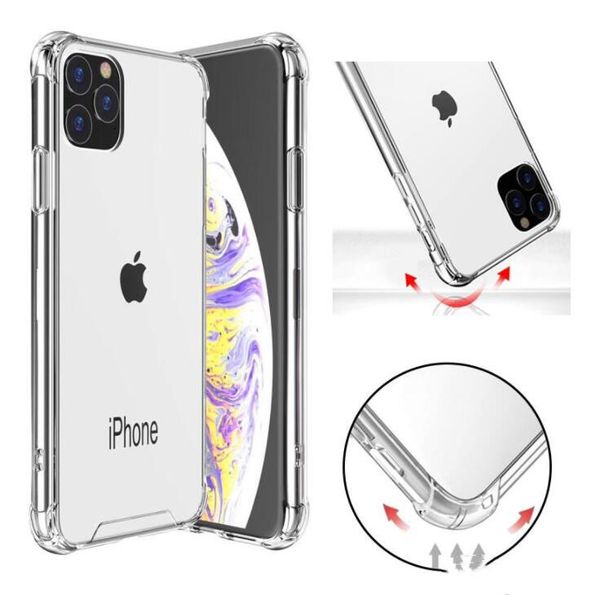 

dhl 100pcs transparent anti-drop shell soft shell for iphone 12 11 pro xs max xr 8 7 6 plus samsung s20 note20 ultra phone case