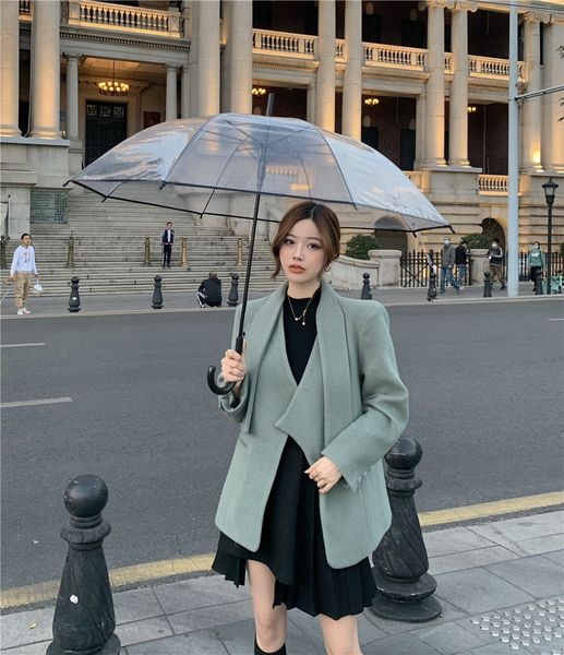 

temperament british style irregular tweed jacket + fashionable high waist and thin pleated skirt, White;black