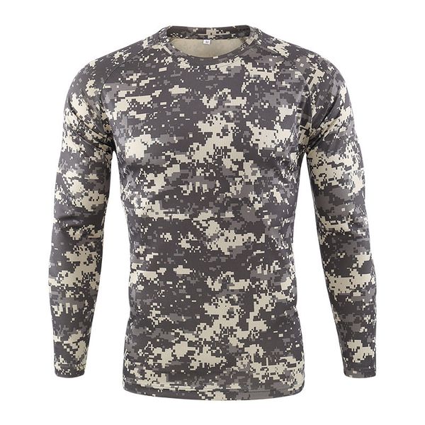 Camuflagem tática camuflagem manga longa t camiseta homens respirável rápido seco seco o-pescoço fitness camiseta multicam camo militar militar camisetas 201203