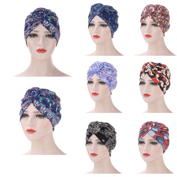 

ethnic clothing women hair loss hijabs twist knot lady cancer chemo cap muslim turban hat arab head wrap cover beanie headwear skullies prin, Red