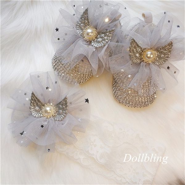 

original baby handmade blue stars gauze pearl wings crystal shoes princess birthday banquet full moon 100 days p y201028