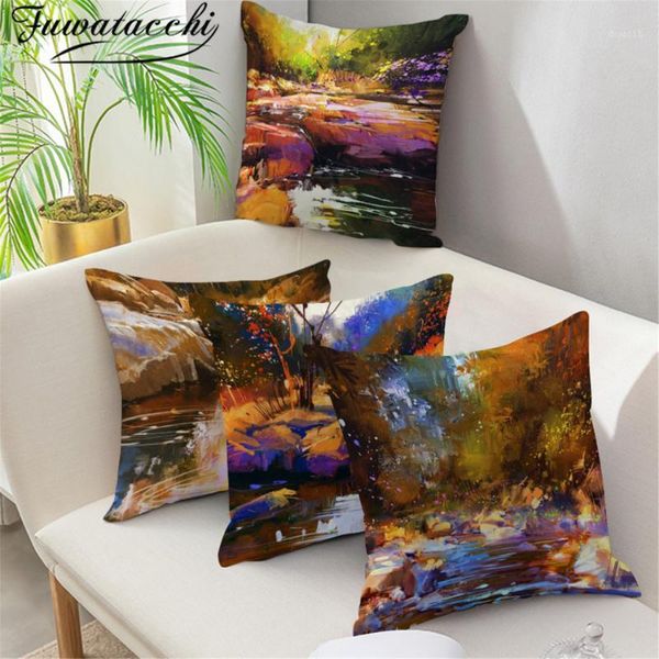 

fuwatacchi pillow cover home decoration nature lanscape forast fancy forest creek printed cushion cover throw pillowcase sofa1