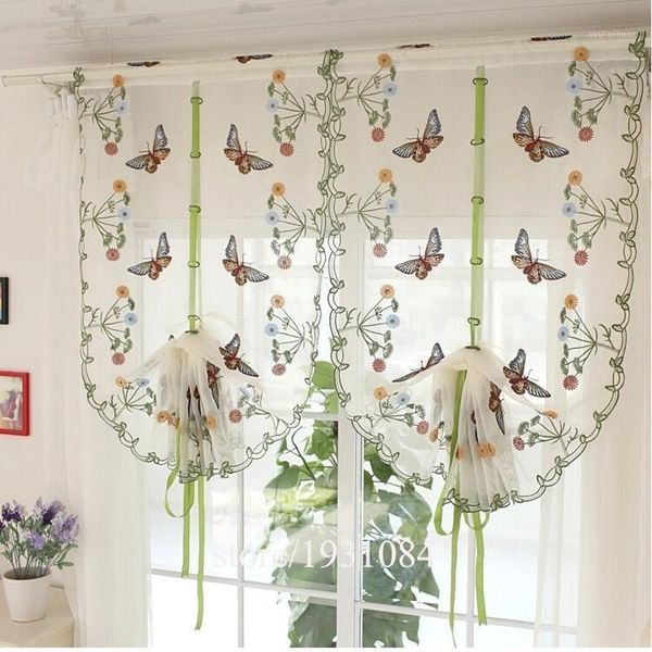 

curtain & drapes rustic butterfly over flowers design liftable sheer panel for cafe el home decor butterflies curtains tulle1