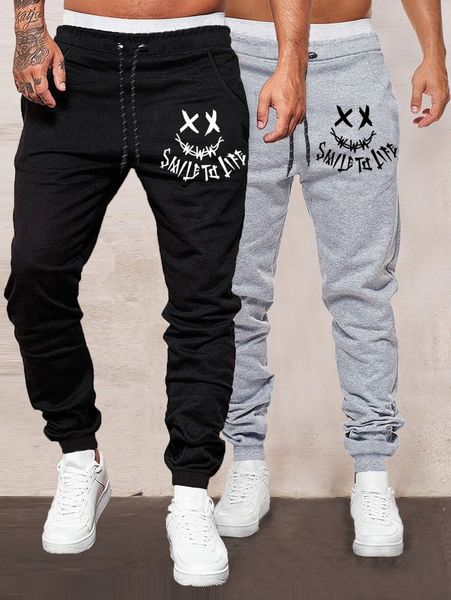 

men 2pcs letter & cartoon sweatpants e3ki#, Black