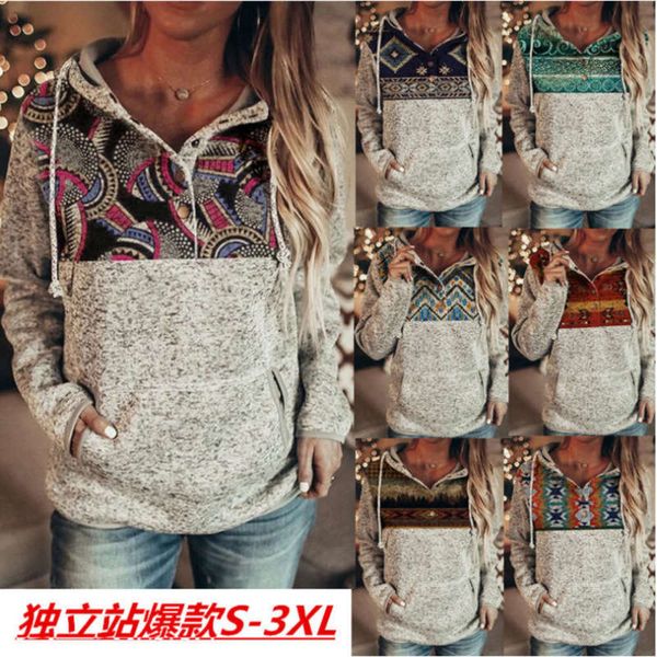 

long pullover aw2020 sleeve grey print hooded women's sweater, Black;gray