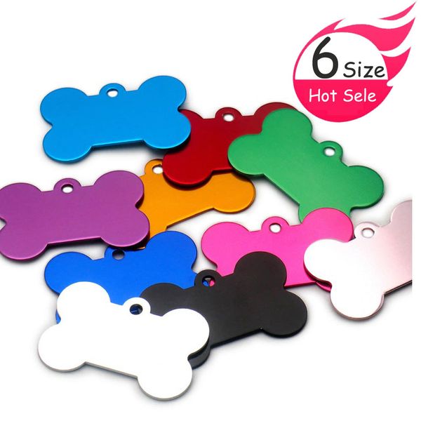 

wholesale 100pcs bone dog id tag engraving pet dog id tags collars bone name number tags customized anodizing aluminum puppy tag 1020