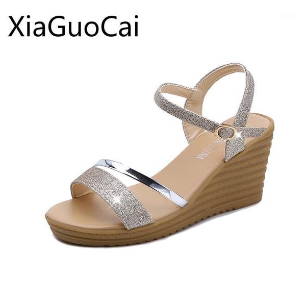 

dress shoes ladies wedge sandals waterproof women platform muffin thick bottom peep toe high heel women1, Black