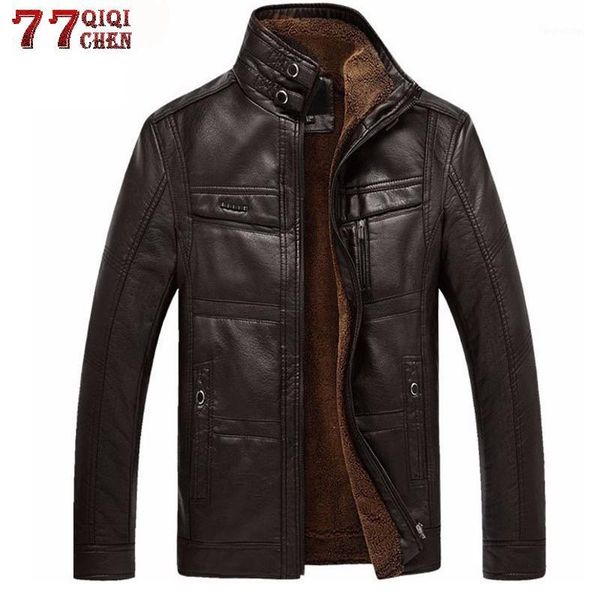 

winter warm leather jacket men coat 2019 fashion stand pu outerwear men business faux fur male jacket jaqueta couro1, Black