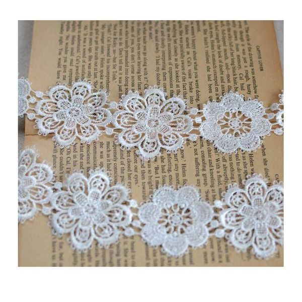 

wholesale price eters/lot 5cm width white black burgundy water soluble flower lace trim sewing floral lace fabric tr jllpor
