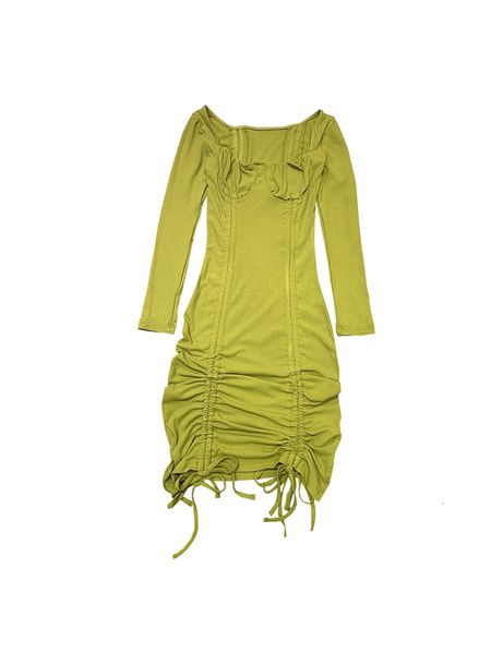 

2021 autumn new green moss plied with thin, long sleeve dress above the knee, women's upper square, thin elastic turtleneck. aj8j, Black;gray